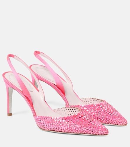 Embellished satin slingback sandals - Rene Caovilla - Modalova