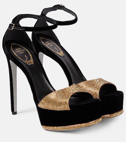 Embellished velvet platform pumps - Rene Caovilla - Modalova