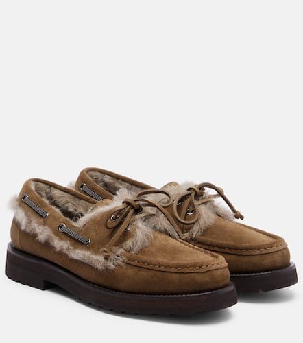 Shearling-lined suede boat shoes - Brunello Cucinelli - Modalova