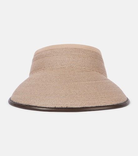 Leather-trimmed raffia visor - Brunello Cucinelli - Modalova