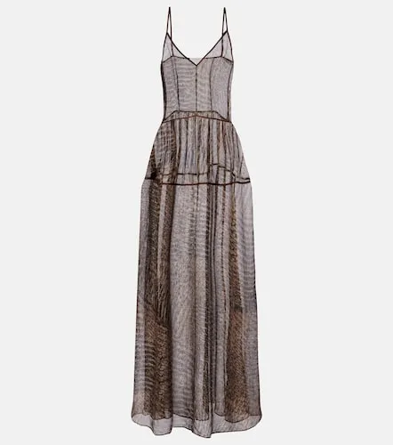 Vestido largo de seda semitransparente estampado - Jacques Wei - Modalova