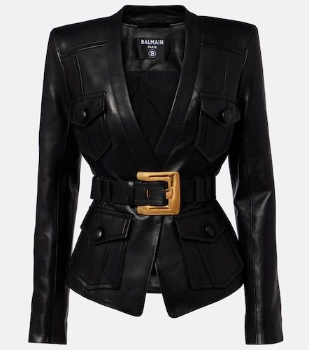 Balmain Belted leather jacket - Balmain - Modalova