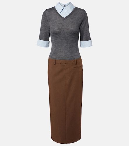 Staud Layered wool-blend midi dress - Staud - Modalova