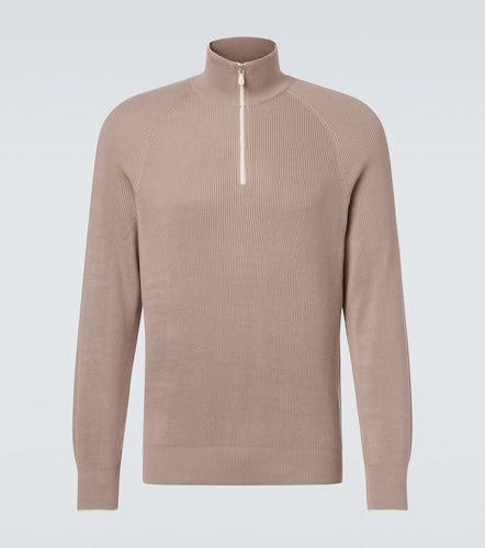 Pullover in cotone a coste con zip - Brunello Cucinelli - Modalova