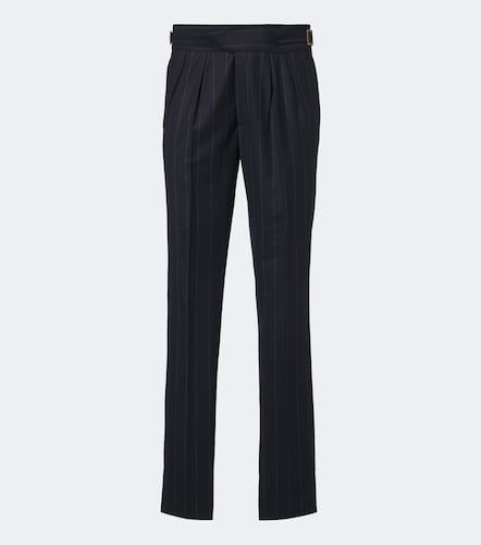 Striped virgin wool straight pants - Rubinacci - Modalova