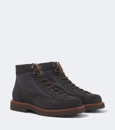 Stivali stringati con suede - Brunello Cucinelli - Modalova
