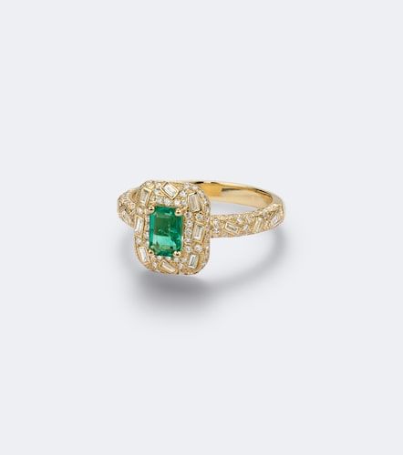 Anello in oro 18kt con diamanti e smeraldo - Suzanne Kalan - Modalova