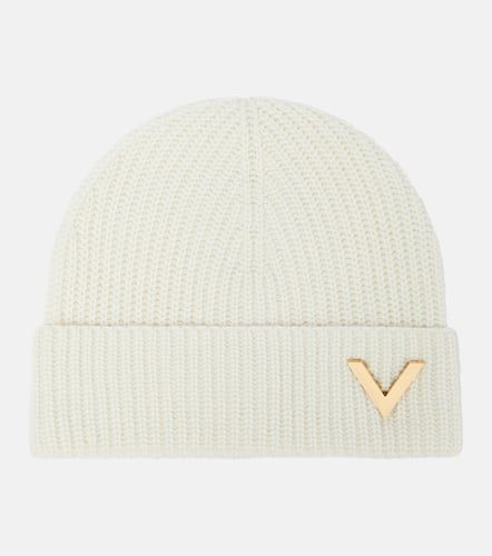 Ribbed-knit embellished cashmere beanie - Valentino - Modalova