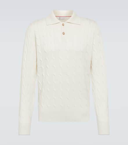 Cable-knit cashmere polo sweater - Brunello Cucinelli - Modalova