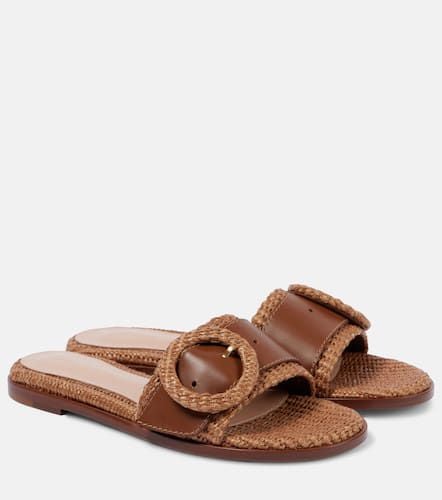 Marbella leather-trimmed raffia slides - Gianvito Rossi - Modalova