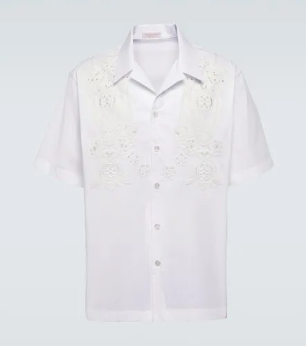 Camisa bowling de popelín de algodón bordada - Valentino - Modalova