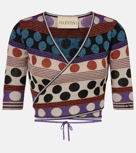 Polka-dot jacquard lame wrap top - Valentino Garavani - Modalova