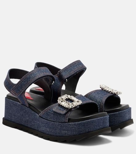 Sandalias con cuña de denim adornadas - Roger Vivier - Modalova