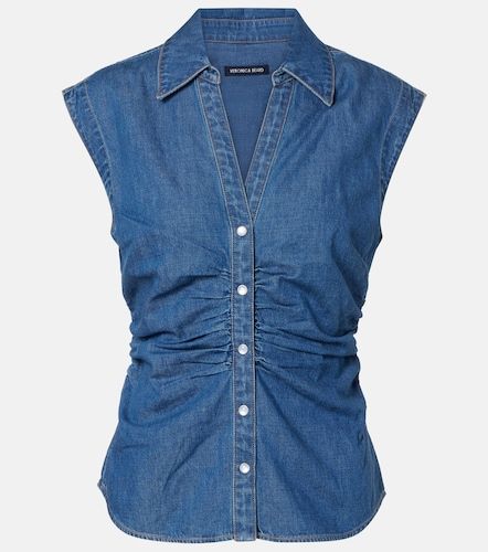 Top Sera de denim fruncido - Veronica Beard - Modalova