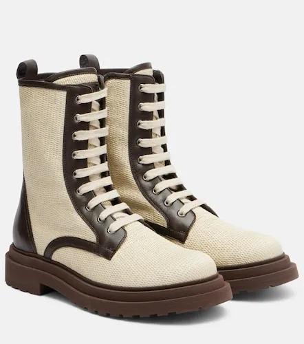 Botas con cordones con piel - Brunello Cucinelli - Modalova