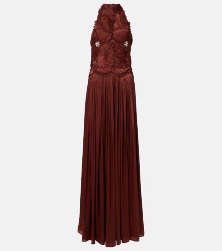 Embellished ruched georgette gown - Costarellos - Modalova