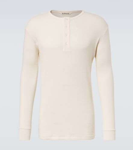 Maglia Henley in cotone a coste - Auralee - Modalova