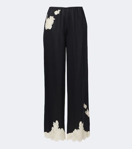 Lavon lace-trimmed silk satin wide-leg pants - Doen - Modalova