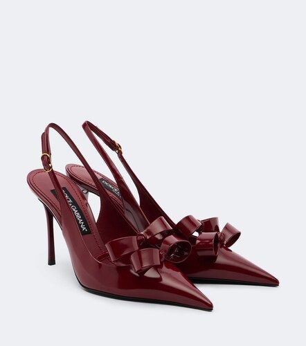 Bow-detail patent leather slingback pumps - Dolce&Gabbana - Modalova