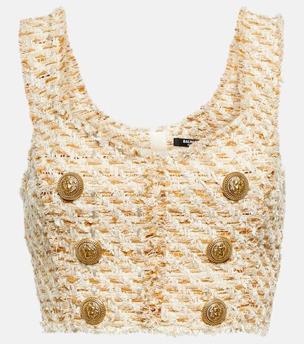 Balmain Cotton-blend tweed crop top - Balmain - Modalova