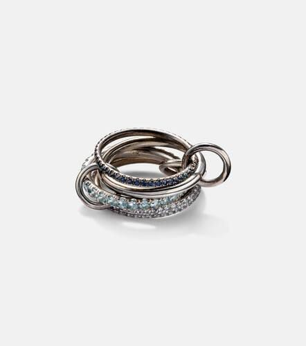 Iris sterling linked ring with sapphires, aquamarine and tanzanite - Spinelli Kilcollin - Modalova