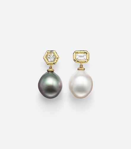 Orecchini in giallo 18kt con diamanti e perle - Octavia Elizabeth - Modalova