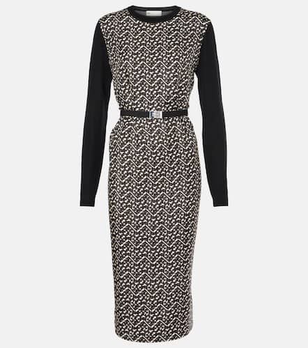 Belted silk-trimmed wool midi dress - Tory Burch - Modalova