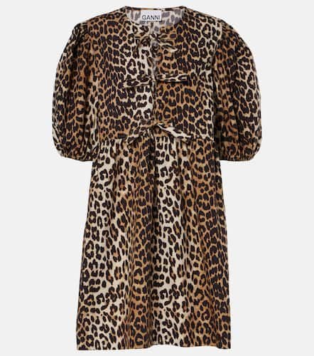 Leopard-print cotton minidress - Ganni - Modalova