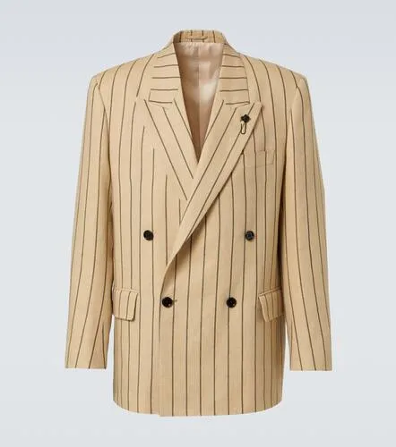 Striped double-breasted linen and wool blazer - Lardini - Modalova