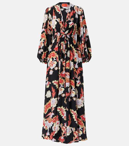 Printed shirred silk maxi dress - La DoubleJ - Modalova