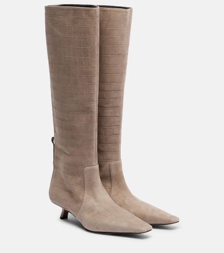 Monili croc-effect suede knee-high boots - Brunello Cucinelli - Modalova