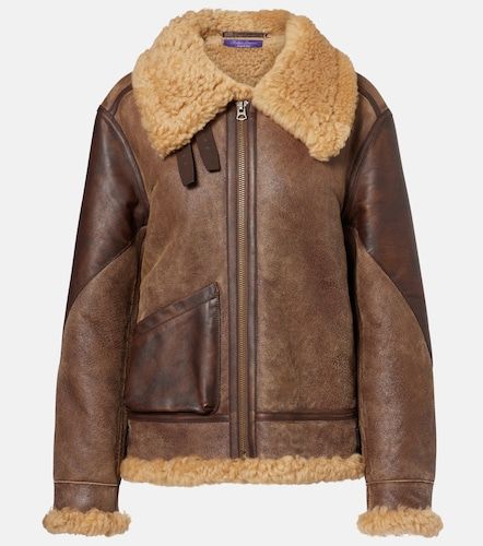 Giacca in pelle con shearling - Ralph Lauren Collection - Modalova