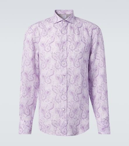 Camicia in lino con stampa - Brunello Cucinelli - Modalova