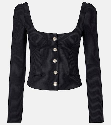 Chalk stripe wool and mohair bustier top - McQueen - Modalova