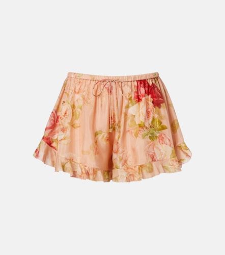 Roselight floral ruffled silk shorts - Zimmermann - Modalova