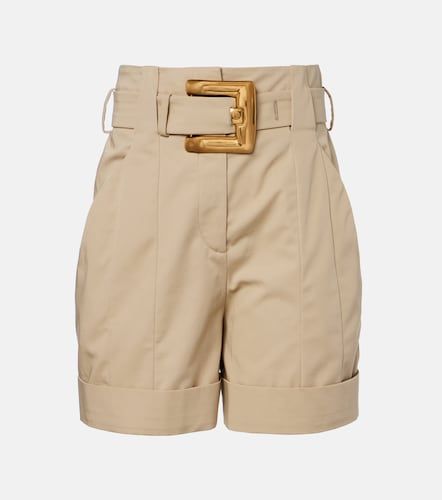 Shorts de gabardina de algodón con cinturón - Balmain - Modalova
