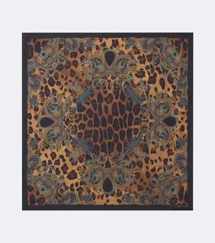 Leopard-print paisley silk scarf - Etro - Modalova