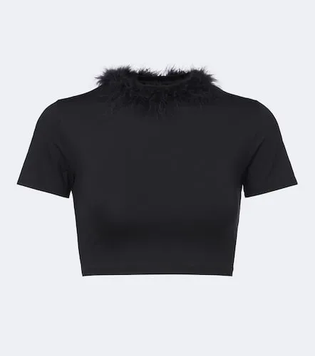 Cropped-Top aus Jersey mit Federn - Gucci - Modalova