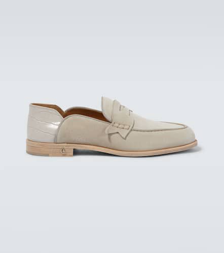 Penny No Back suede and croc-effect loafers - Christian Louboutin - Modalova