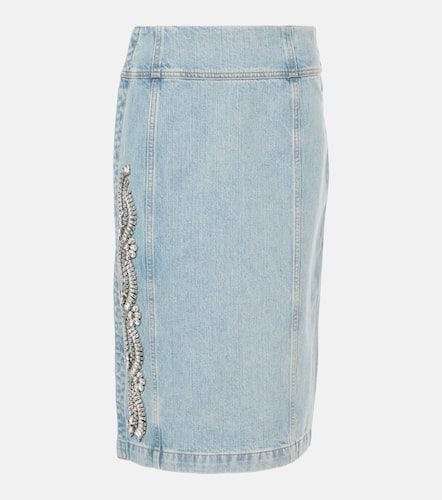 Crystal-embellished denim midi skirt - Xu Zhi - Modalova