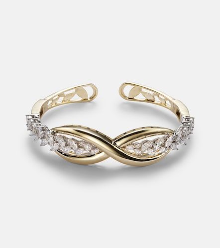 Golden Strada 18kt yellow and white bangle with diamonds - Yeprem - Modalova