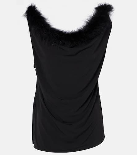 Boa feather-trimmed jersey top - Coperni - Modalova