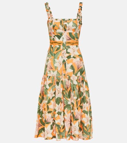 Nispero floral linen midi dress - Agua by Agua Bendita - Modalova