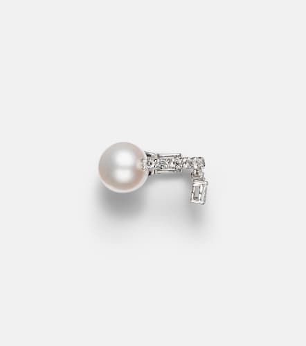 Pearlescent 18kt white gold single ear cuff with diamonds and freshwater pearl - Yeprem - Modalova