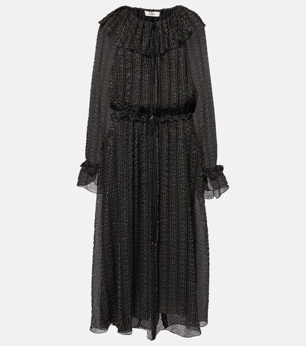 Ruffled gathered silk-blend gown - Chloe - Modalova