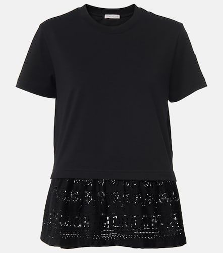 Moncler Lace-trimmed cotton T-shirt - Moncler - Modalova