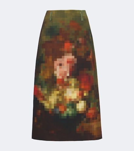 Falda midi de lona de algodón estampada - Dries Van Noten - Modalova