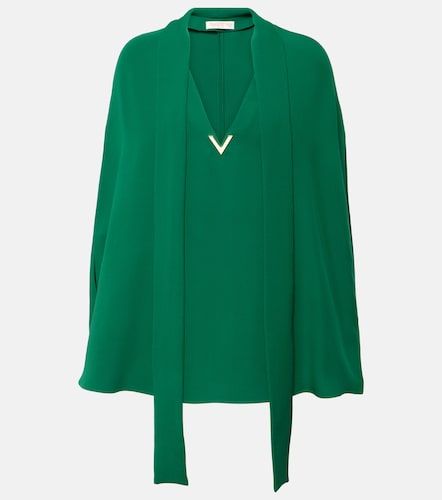 Caped tie-neck silk blouse - Valentino Garavani - Modalova