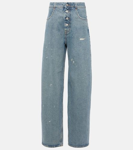 Distressed high-rise straight jeans - MM6 Maison Margiela - Modalova