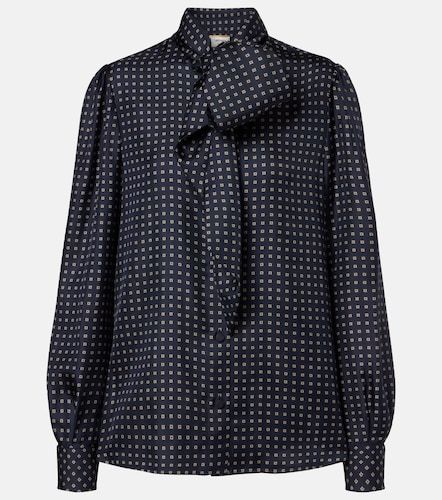 Printed tie-neck silk crepe de chine blouse - Saint Laurent - Modalova